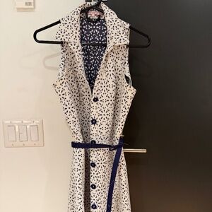 REVIEW White and blue Button down dress